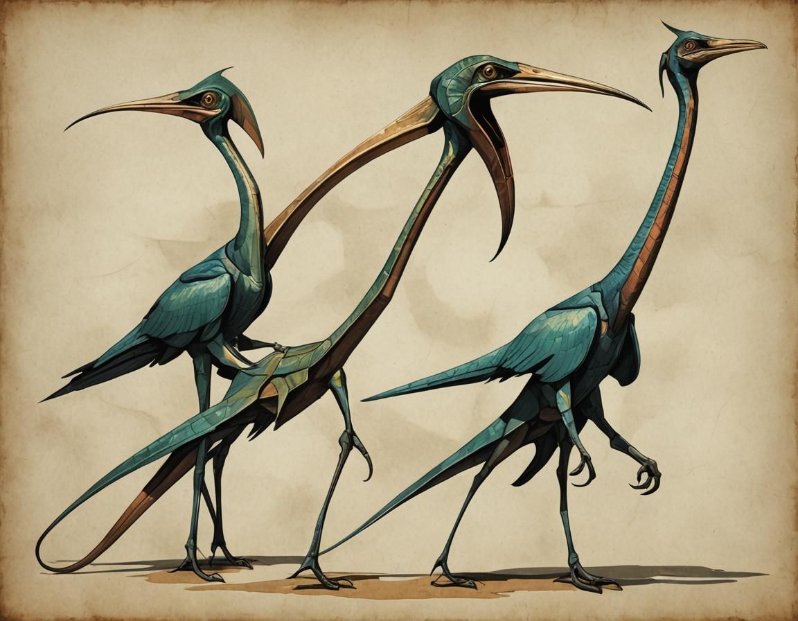 Orphism Style Quetzalcoatlus Prehistoric Art