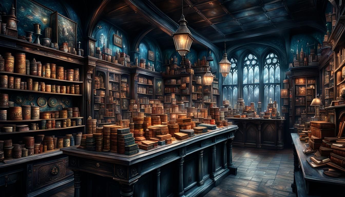 London Magic Shop Wallpaper in Harry Potter Style