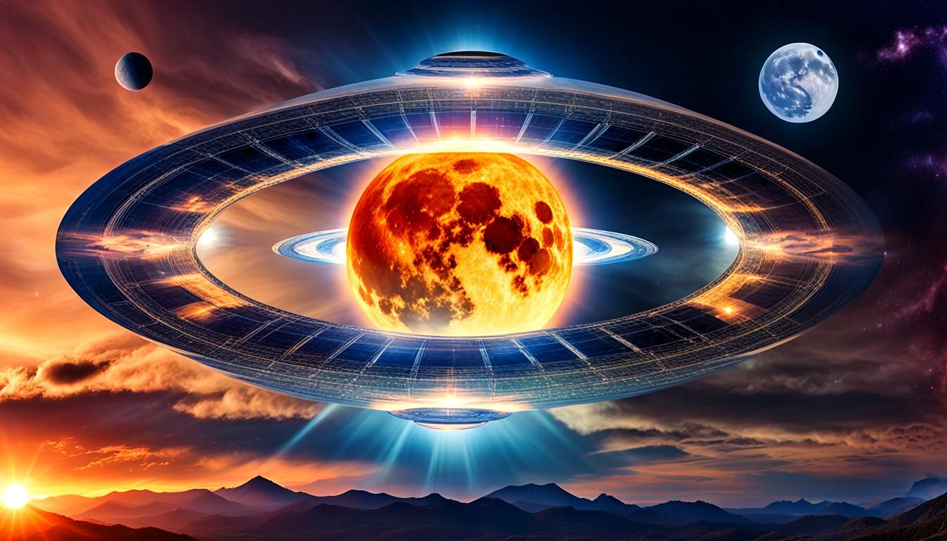 Alien Mothership over Solar Eclipse