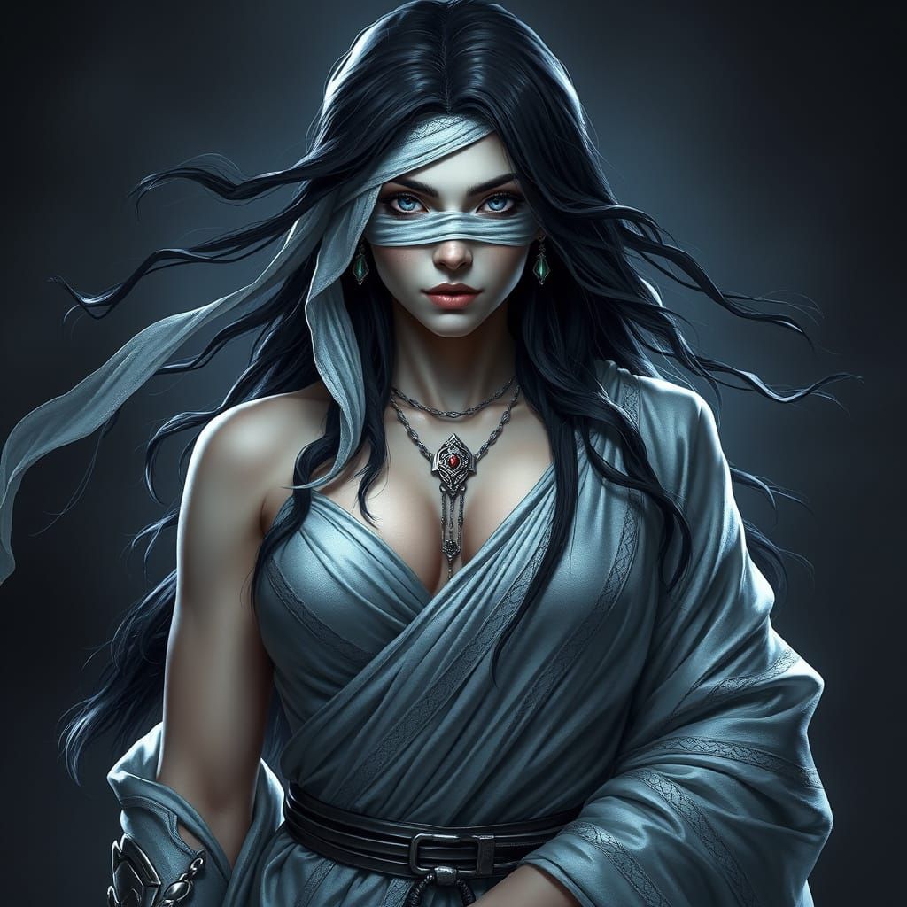 Miraluka Female Portrait in Silver Veil