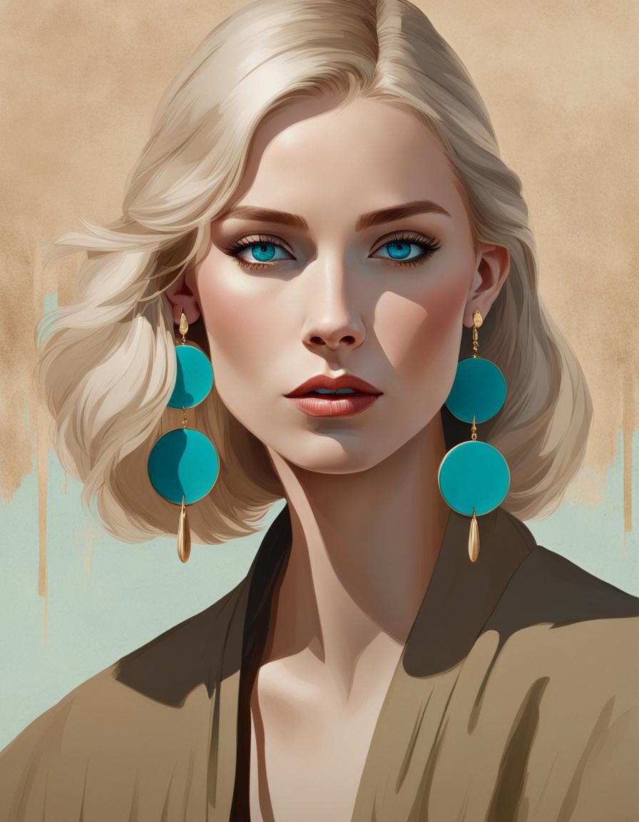 Elegant Woman with Blue Eyes Portrait
