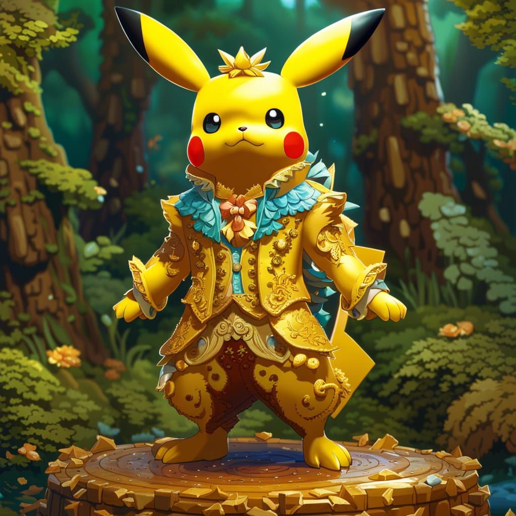 Rococo Pikachu Icon in Anime Pixel Art Style