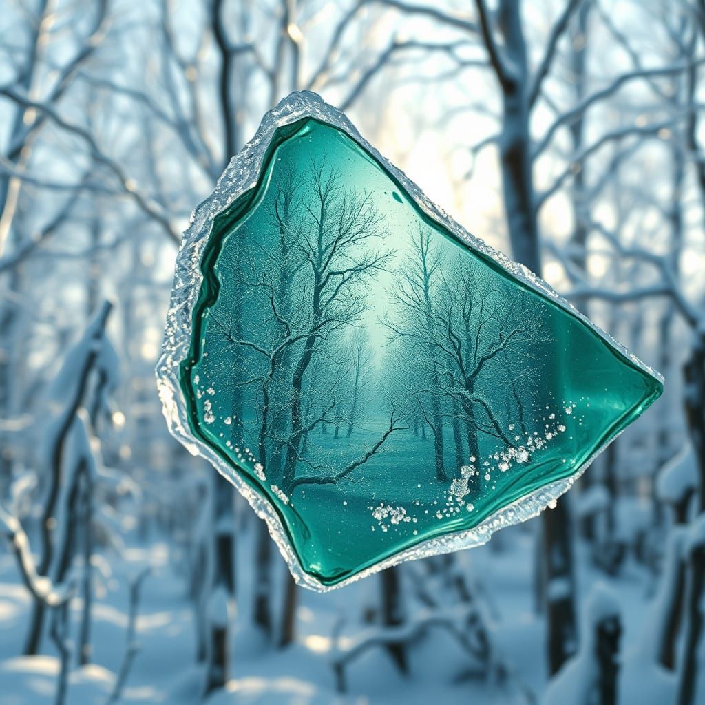 Winter Landscape Refracted Through Emerald Glass