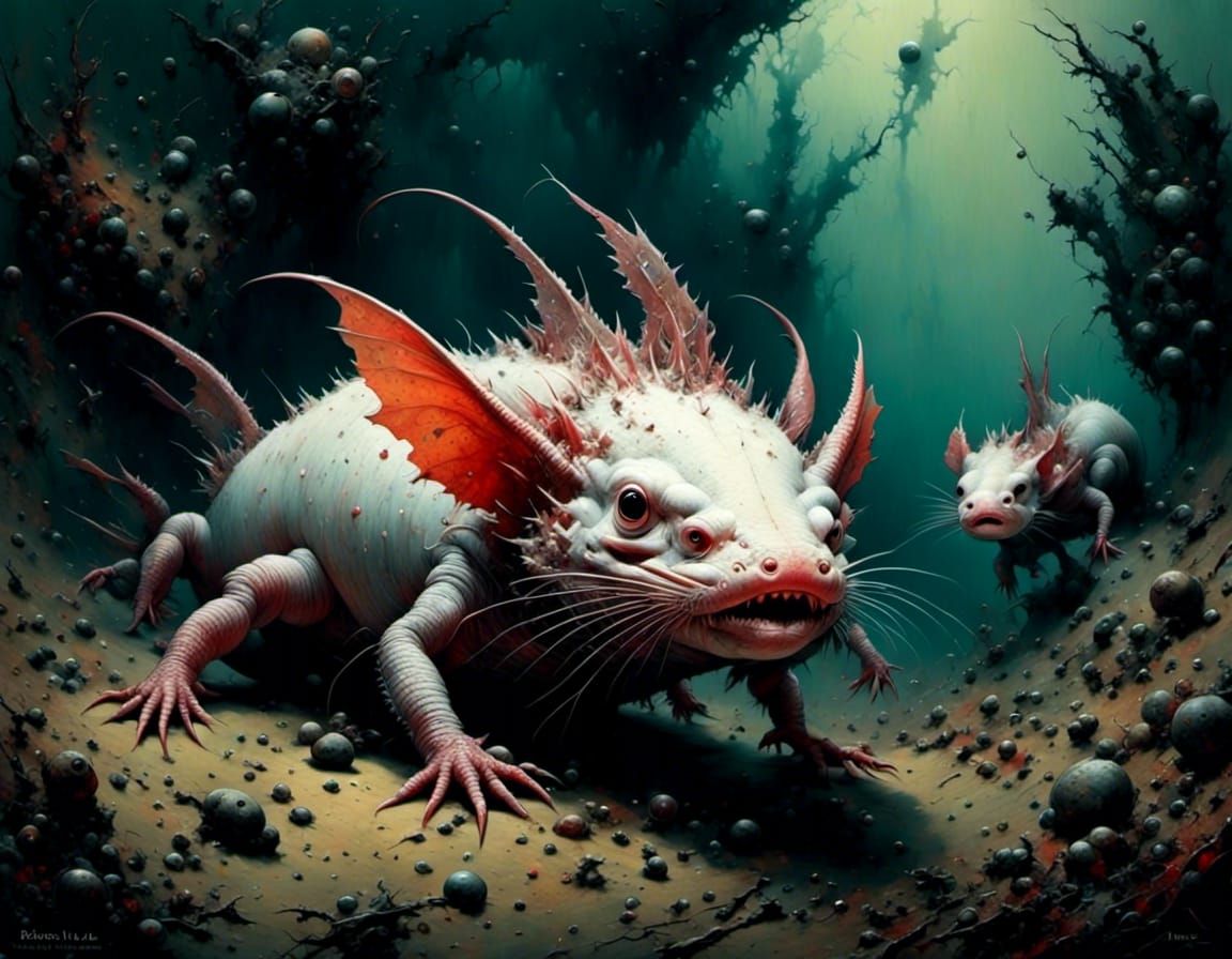 <lora:Epic Concept:1.0> <lora:ScapeB:1.0> Monstroua axolotl ...