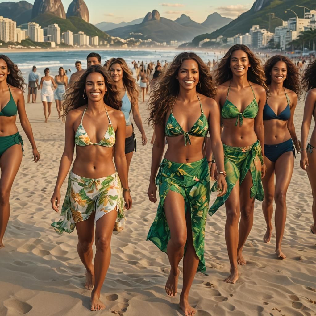 Brazilian Women on Ipanema Beach: Vibrant Concept Art