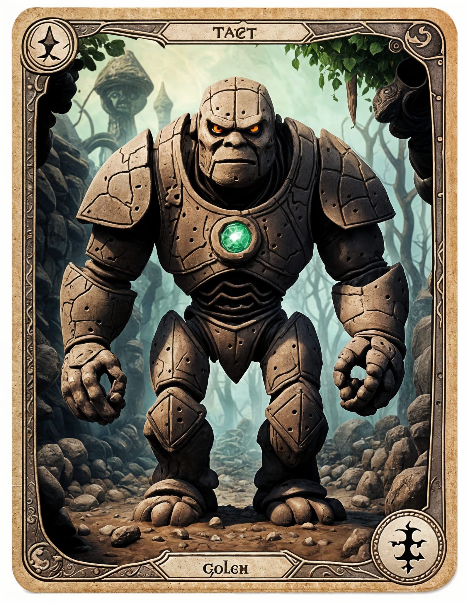 Tarot Card of a Clay Golem