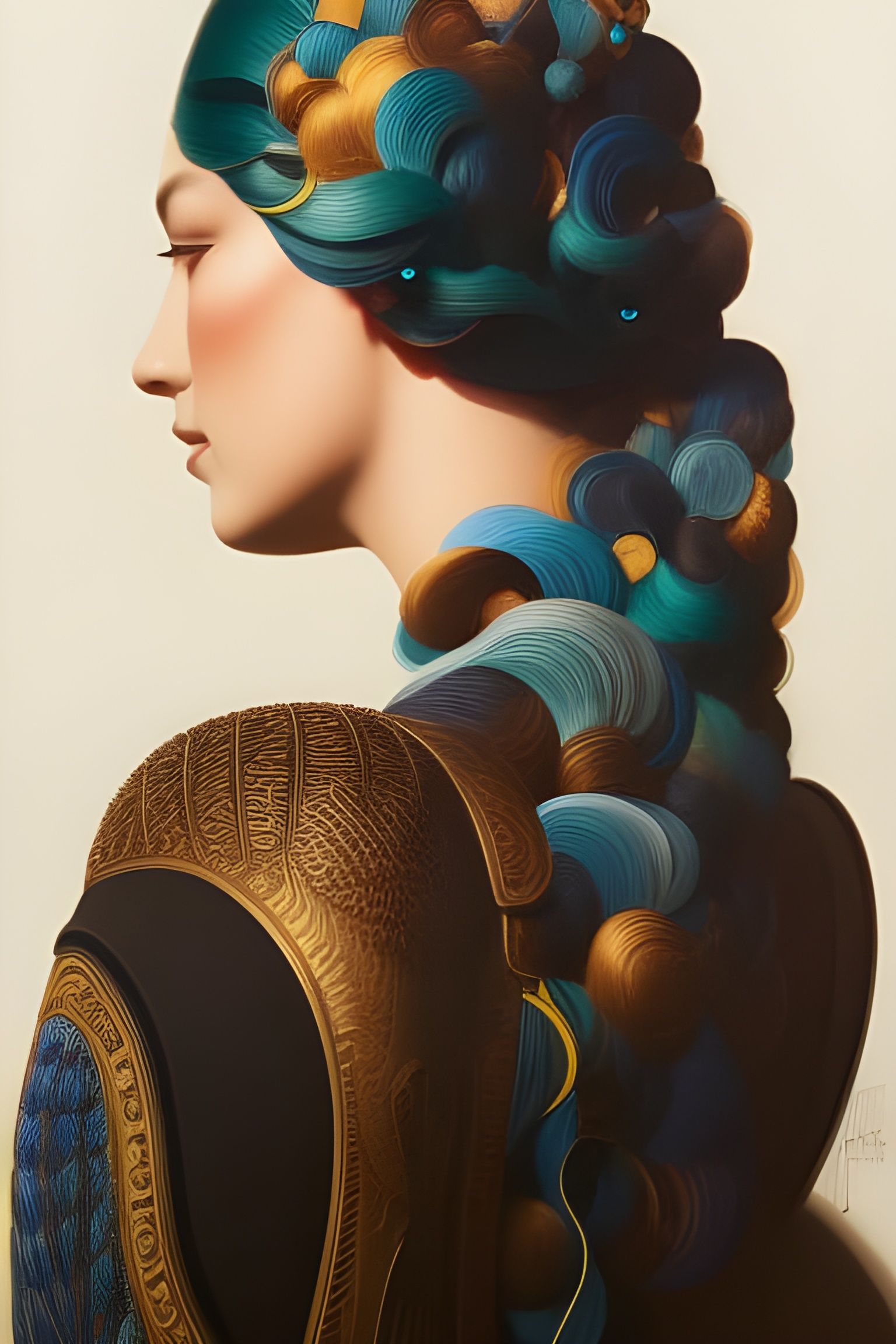 Detailed Portrait with Dynamic Lighting and Patterns