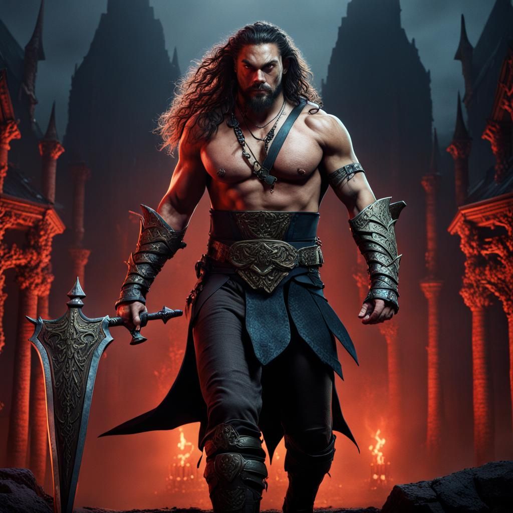 Jason Momoa as Castlevania Warrior: Detailed Matte Painting