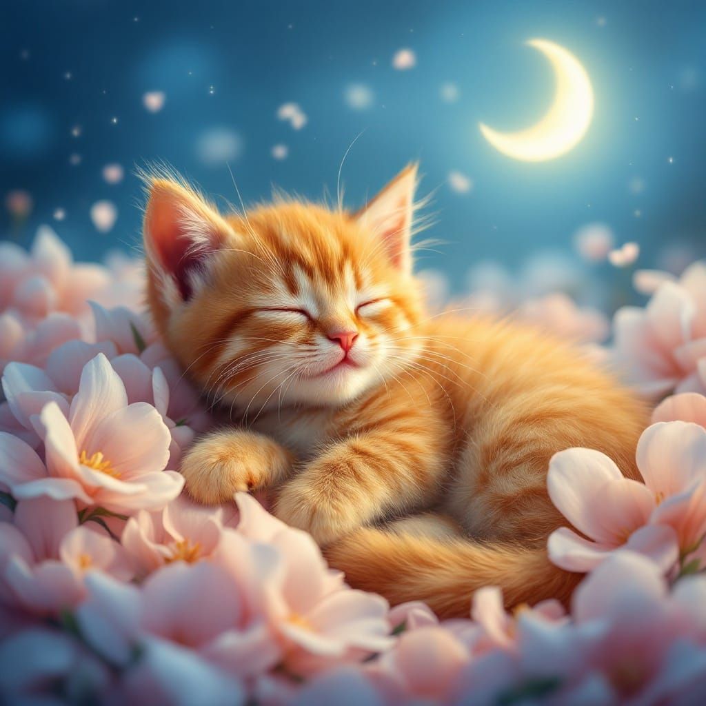 Dreamy Kitten As Storybook Illustration