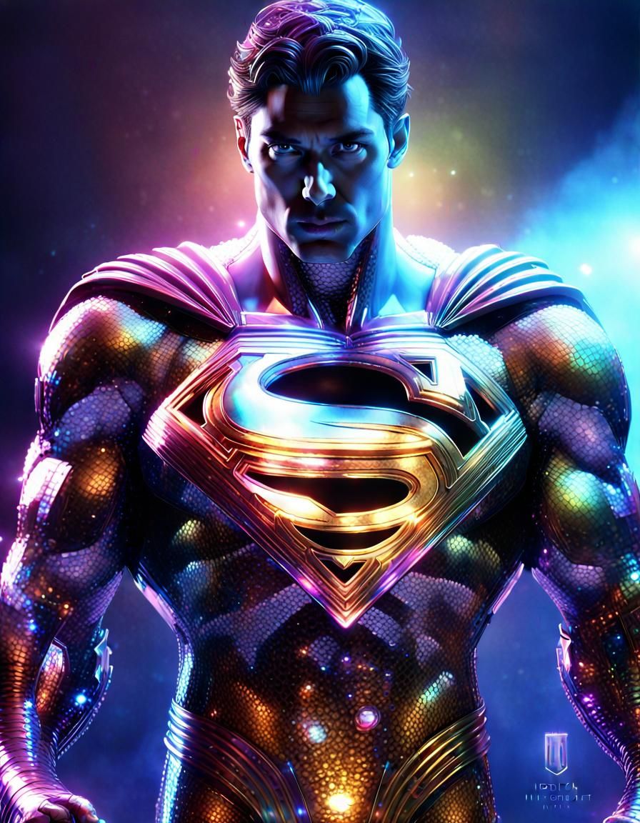 Crystal Superman in Metropolis Park: Sci-Fi Concept Art