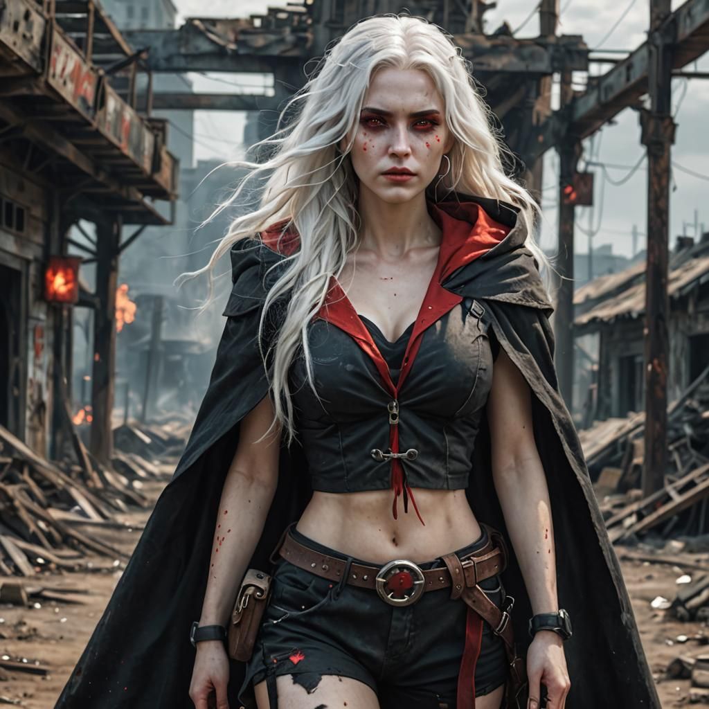 Post-Apocalyptic Woman in Airbrush Painting Style