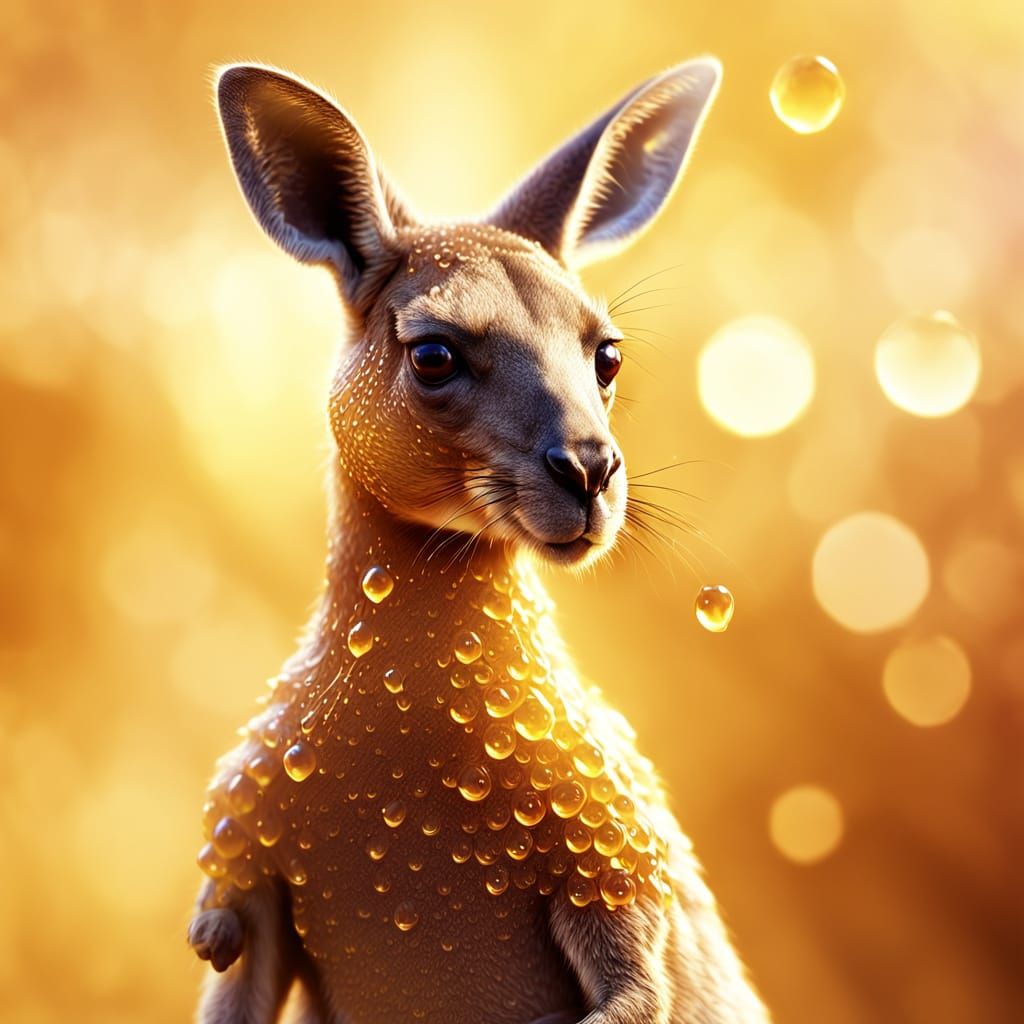 Honey Kangaroo in Golden Light: Digital Art