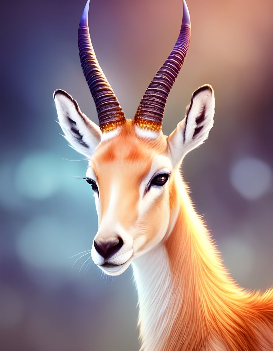 Majestic Gazelle Portrait with Magic Crystals in Watercolor ...