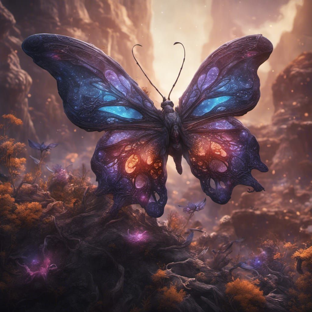 Giant Galaxy Butterfly: Detailed Matte Painting