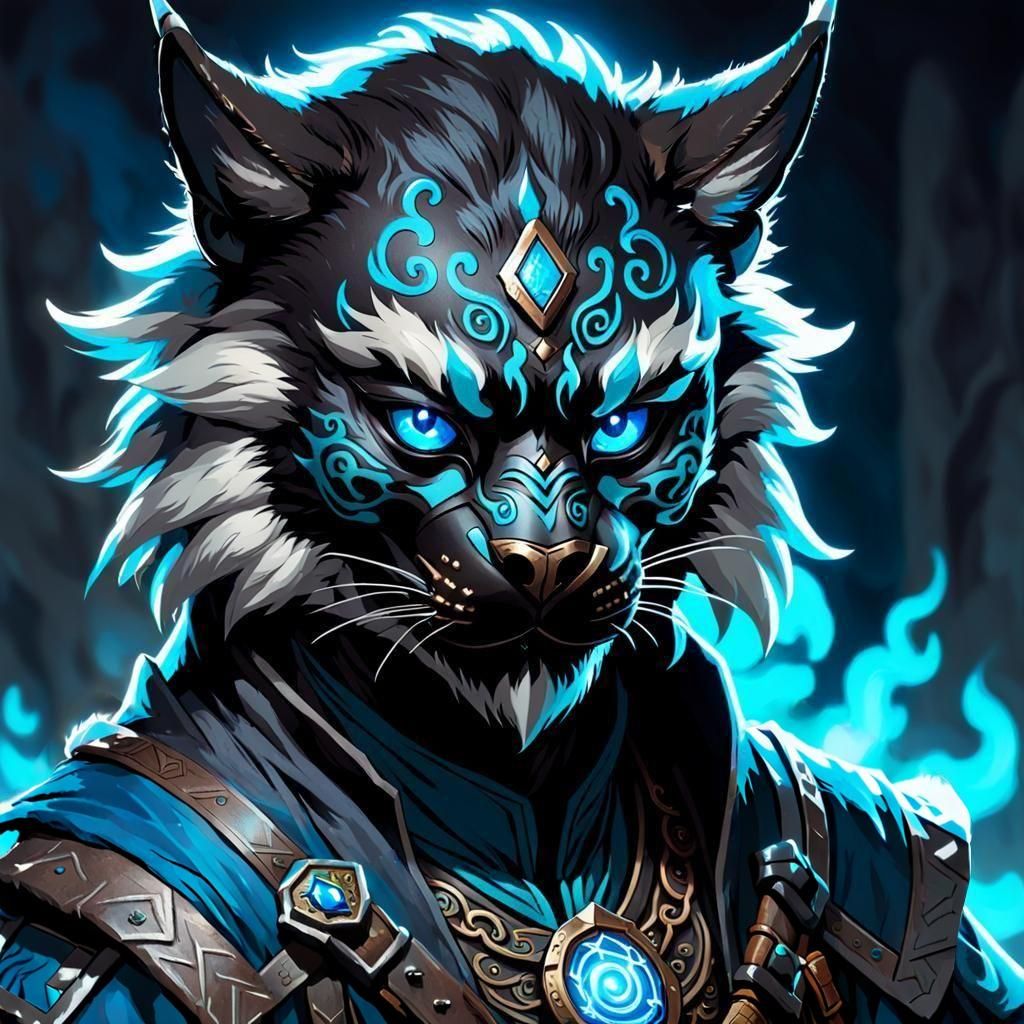 Tabaxi Rogue Druid with Glowing Eyes