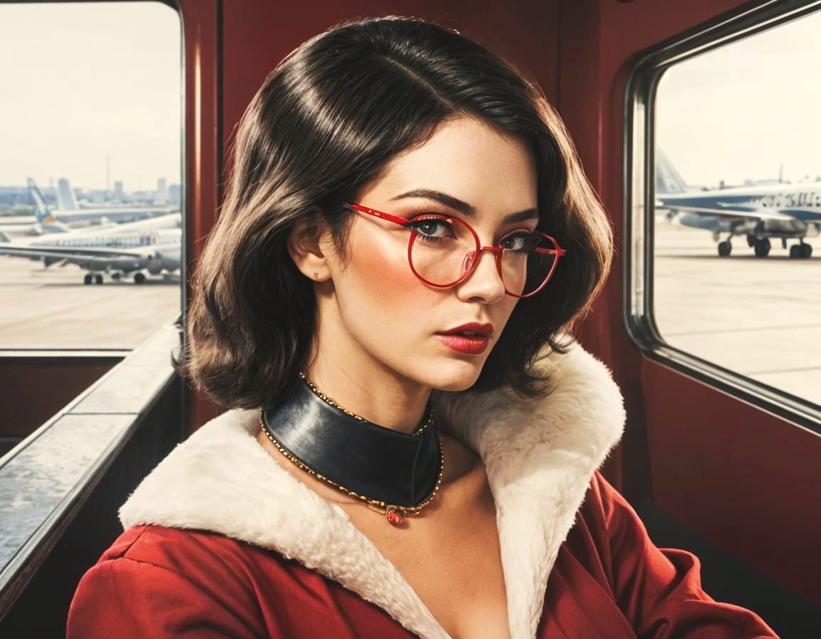 Glamorous Woman in Airport, McGinnis Illustration Art