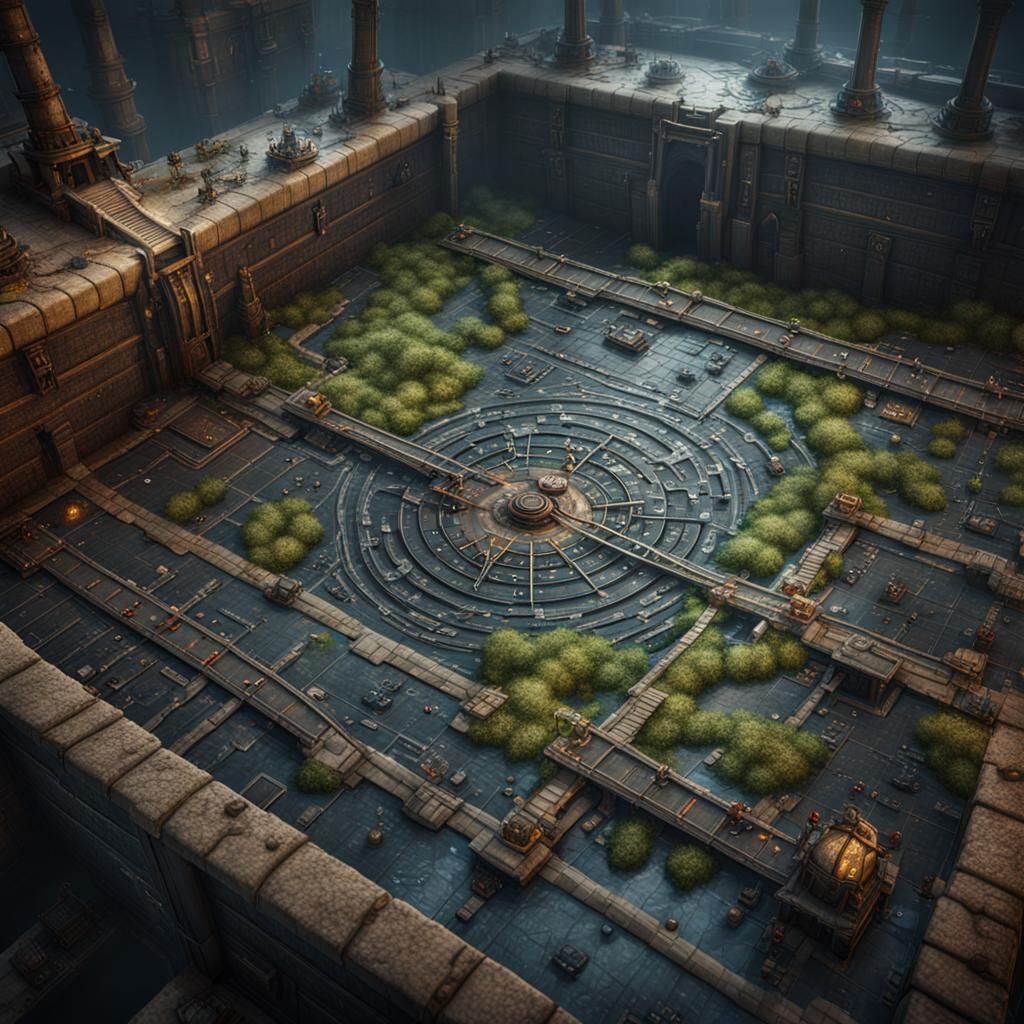 Sewer Battlemap for DND in Detailed Matte Painting
