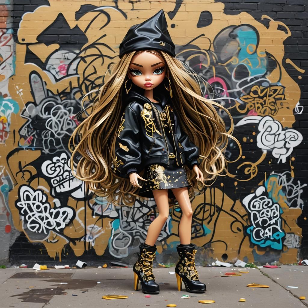 Bratz Dolls in Y2K Fashion, Graffiti Art Style