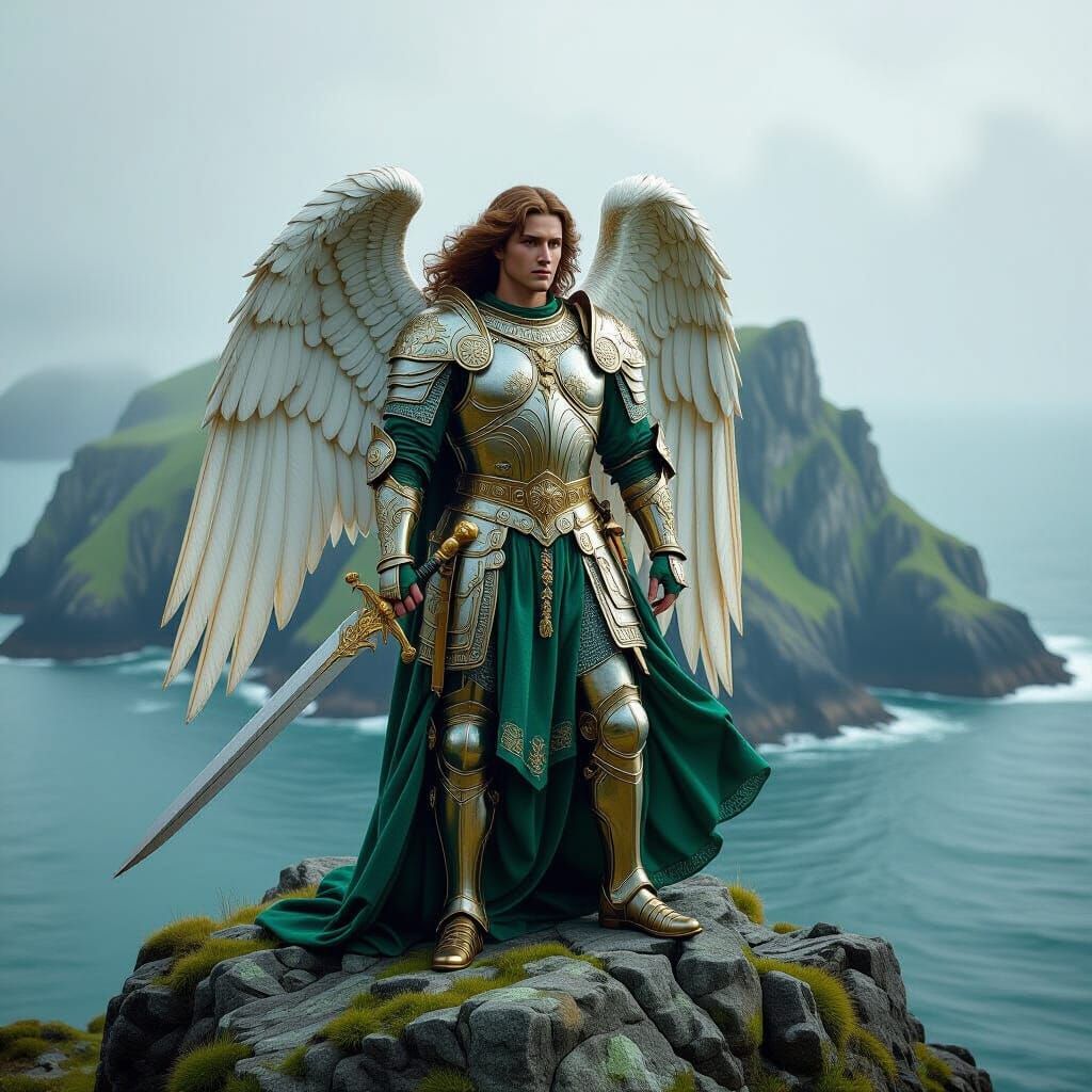 Archangel Michael on Skellig Michael: Doré Style