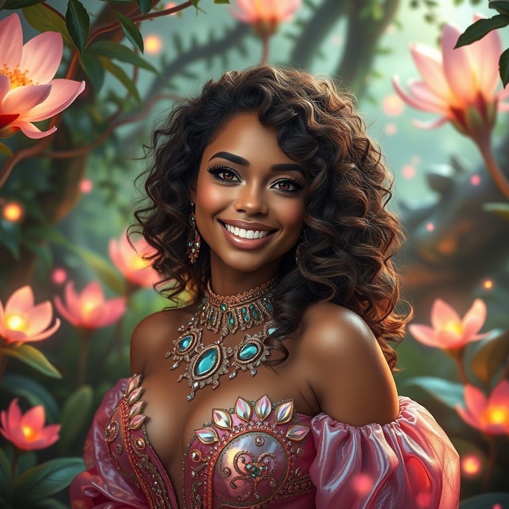 Dreamlike Goddess in Iridescent Fantasy Landscapes