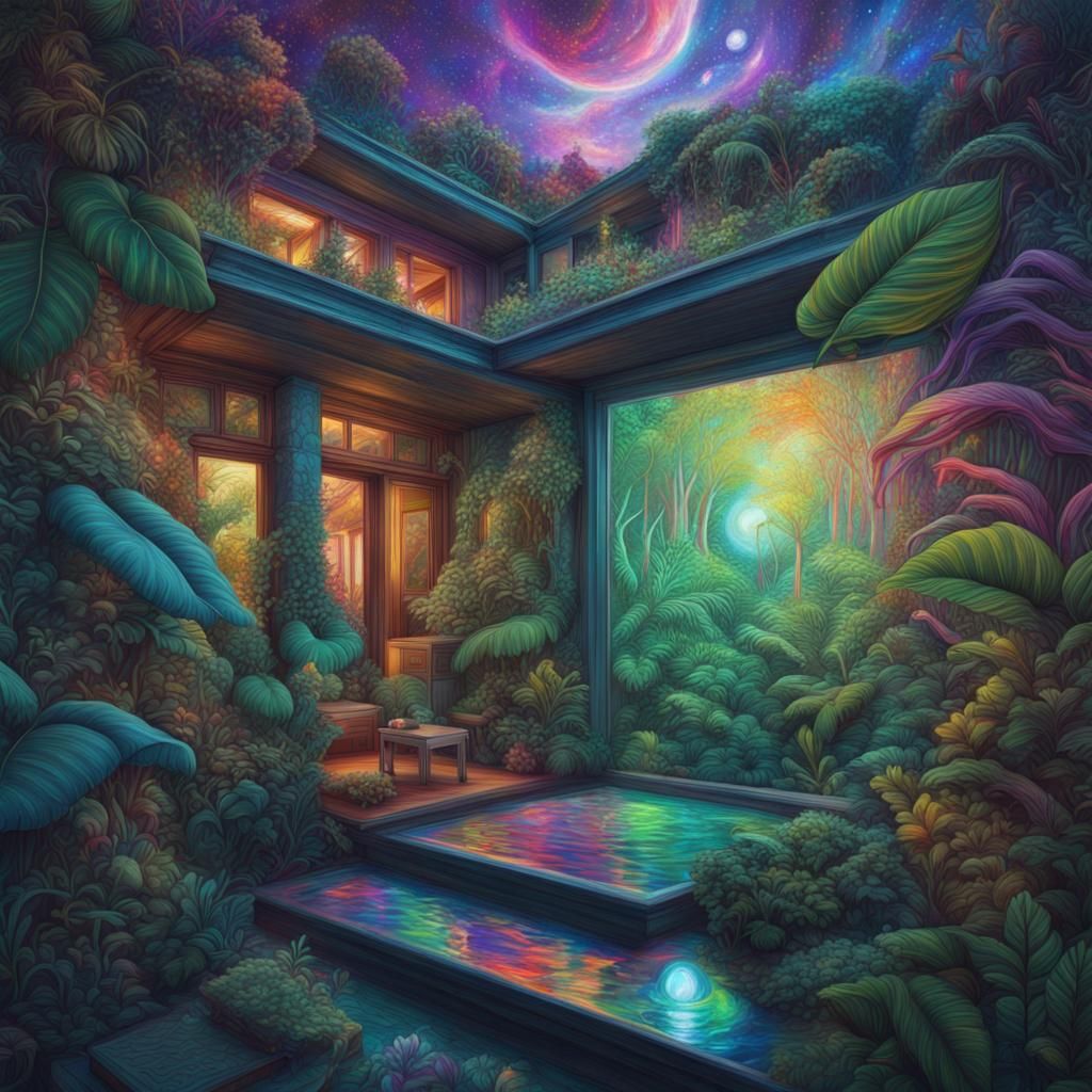 Jungle House: Holographic Cosmic Illustration