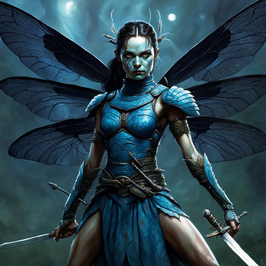 Sinister Warrior Fairy with Dragonfly Wings