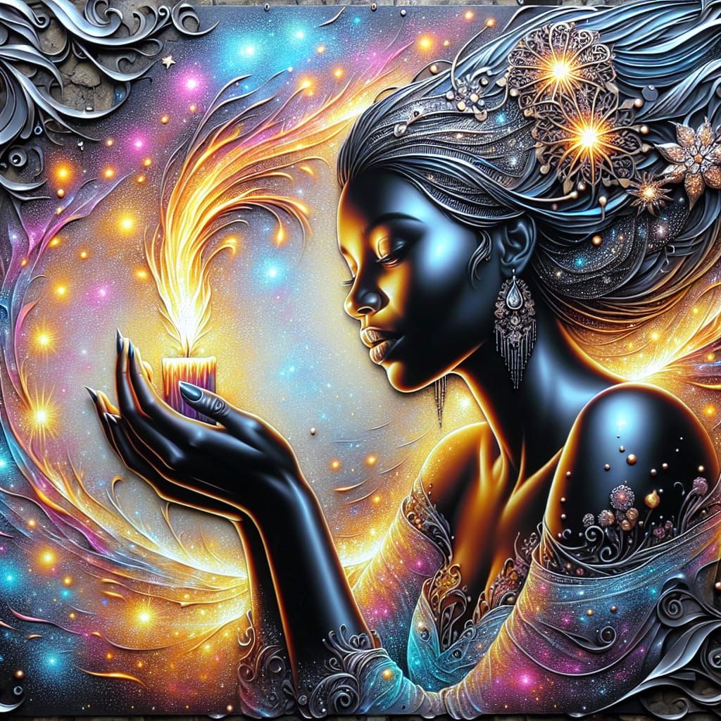 Enchanting Steel Wall Decoration with Elegant Woman and Spar...