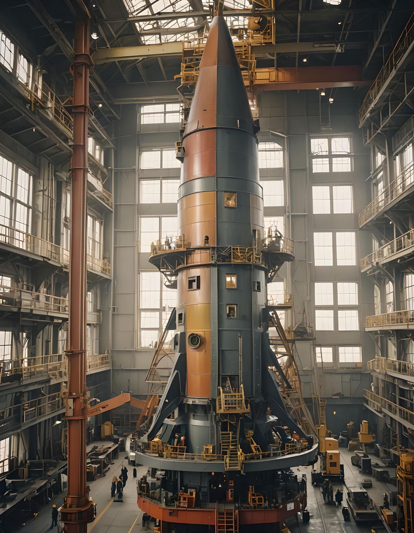 Historic Photo of First Liquid Fuel Rocket Assembly