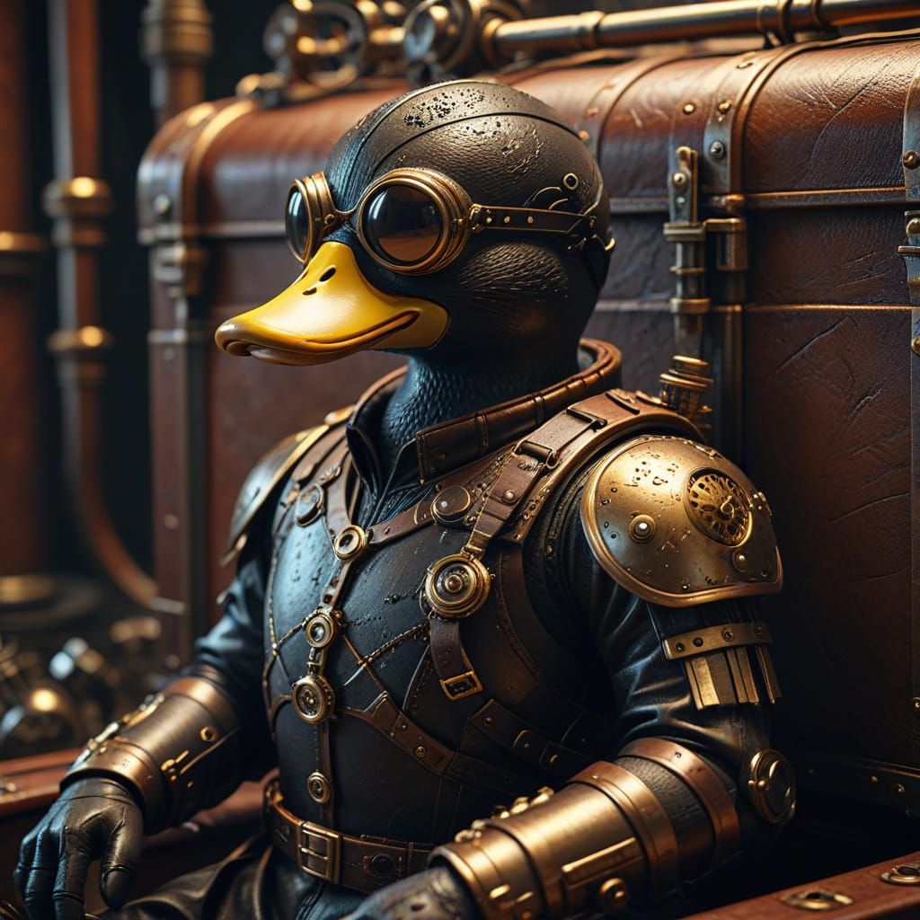 Steampunk Rubber Duck in Gears and Leather