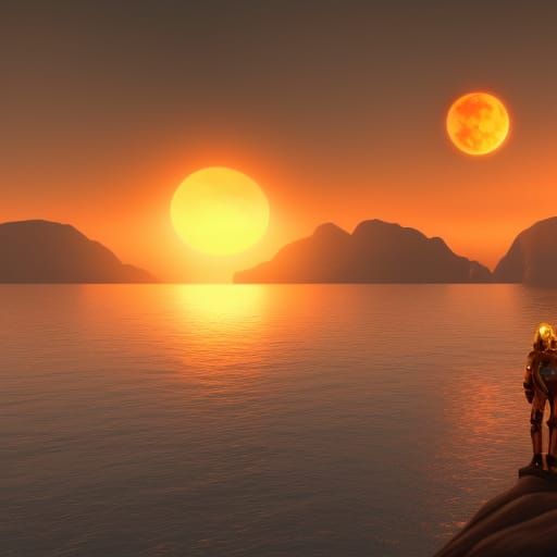 Steampunk Sunset Eclipse Reflecting on the Sea