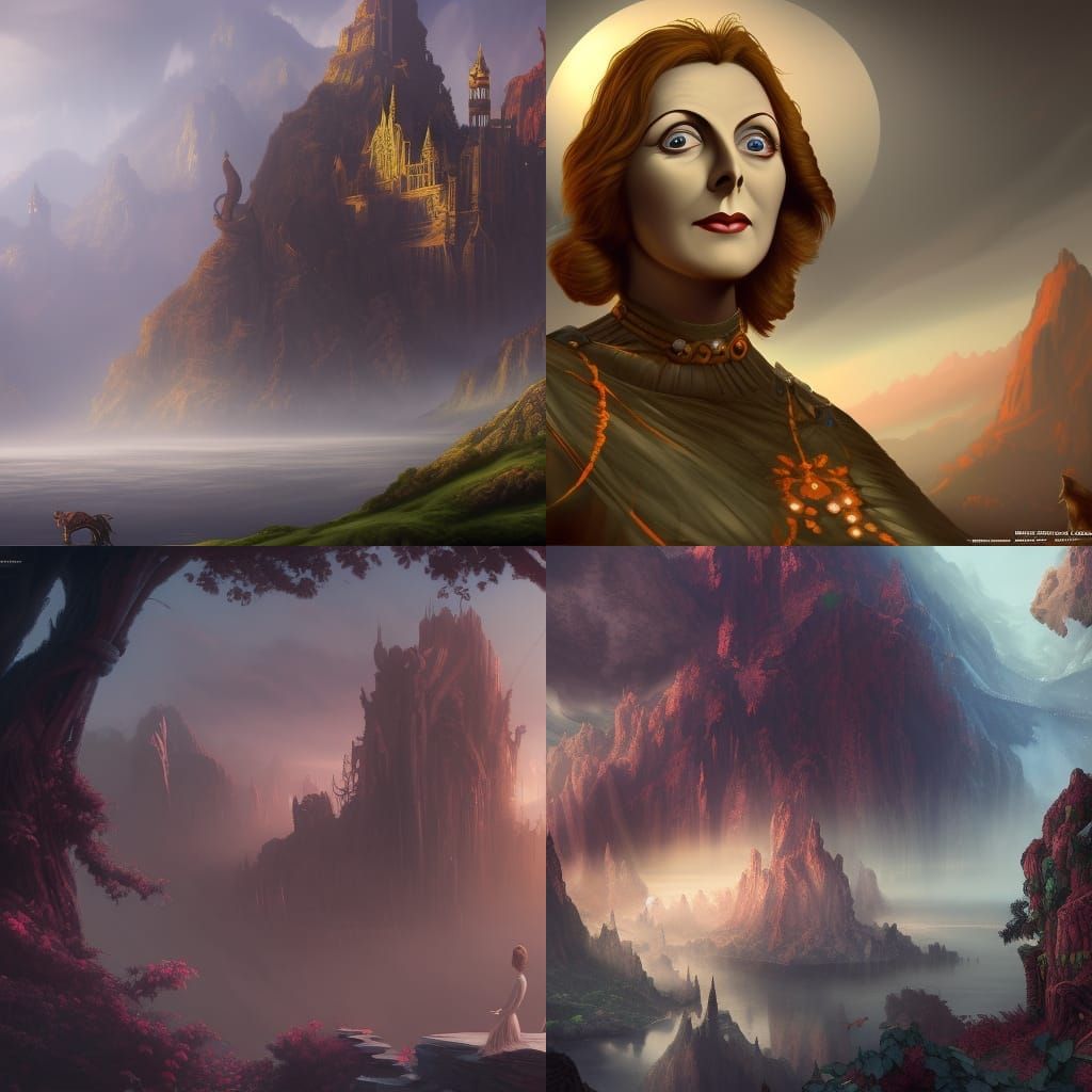 Greta Garbo Portrait in Detailed Matte Painting Style