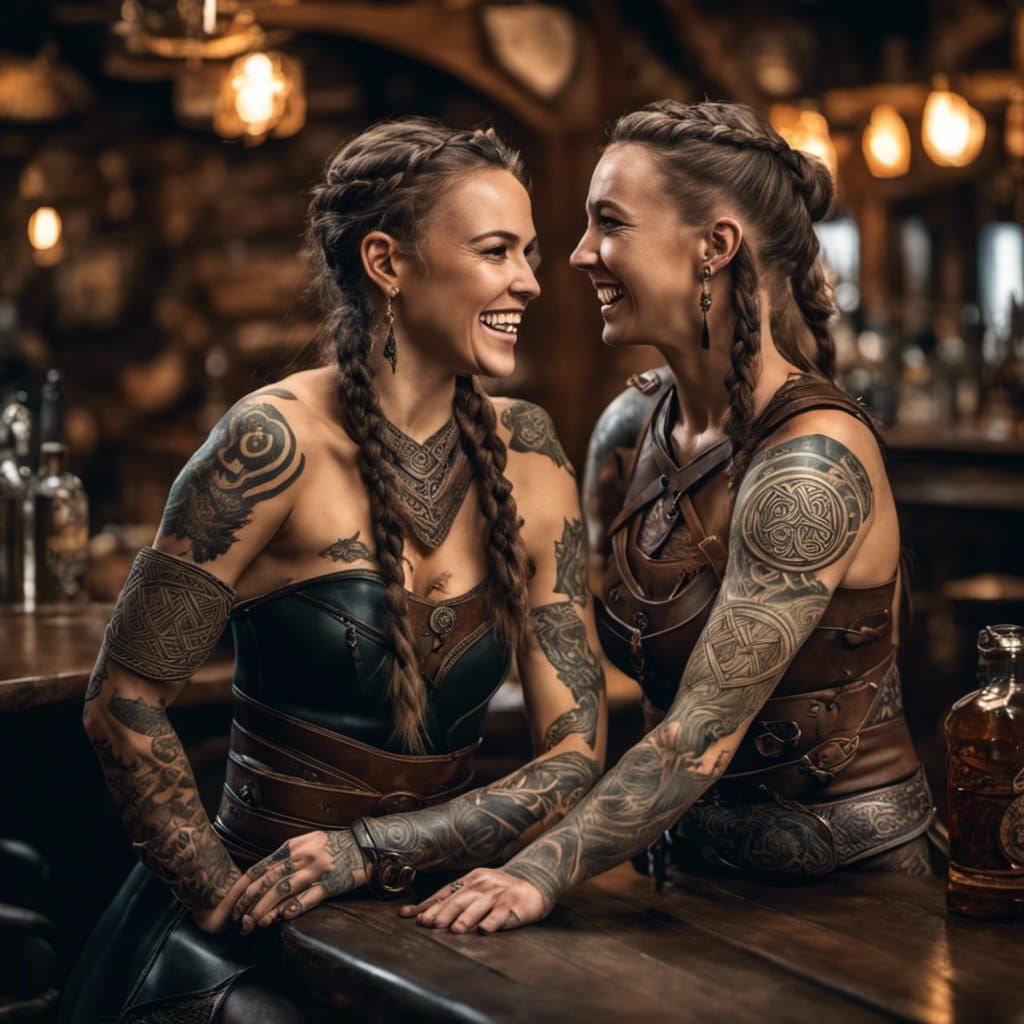 two female warriors at ancient pub