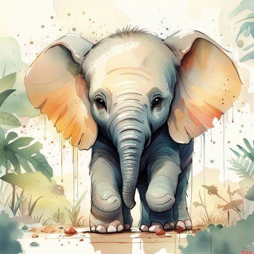 Adorable Baby Elephant Generated by AI