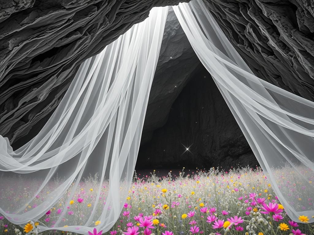 Ethereal Veil Between Worlds in Surreal Style