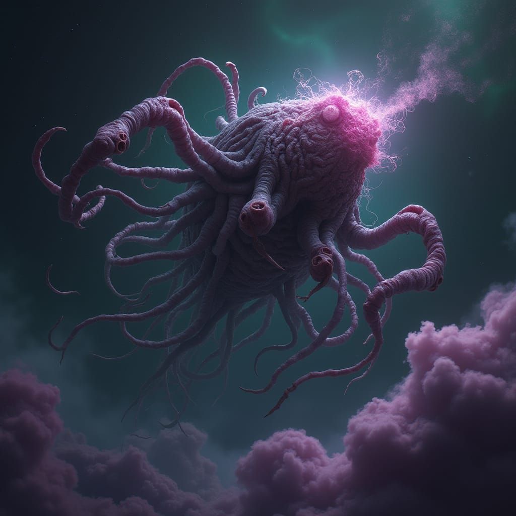 Grotesque Cosmic Horror Entity in Space, Inspired by H.R. Gi...