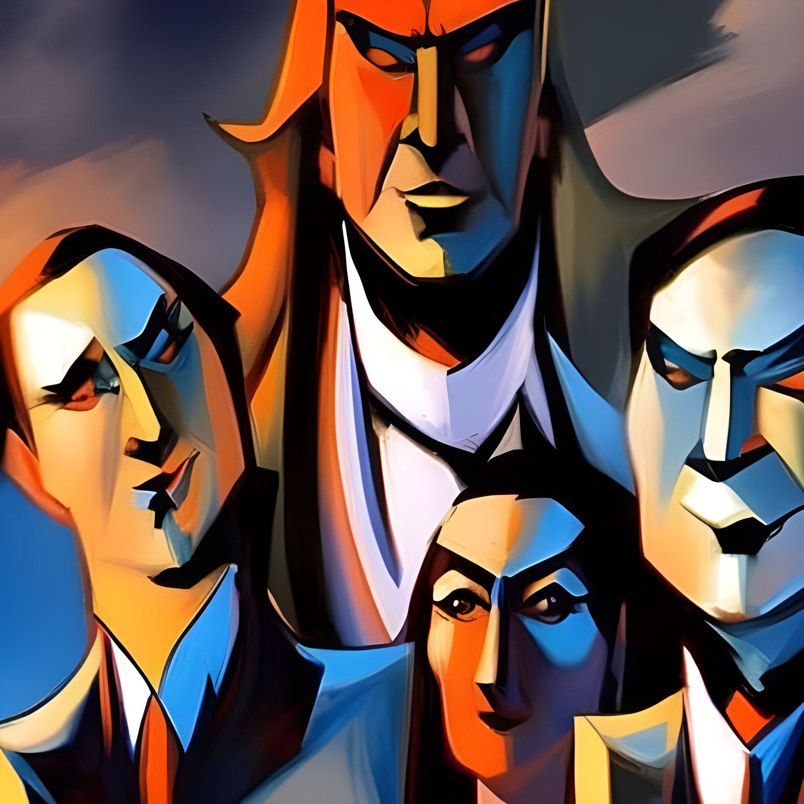 Cartoon Artists Party in Grotesque Oil Painting Style