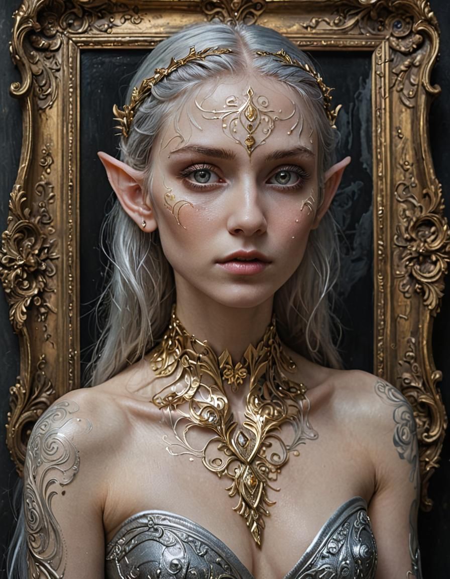 Cryptic Elf in Dystopian Oil Painting