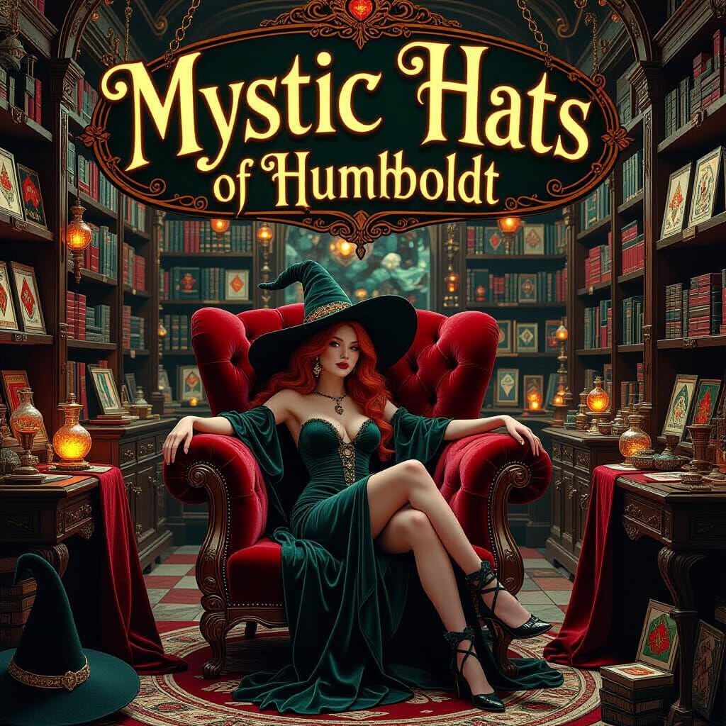 Mystic Hat Shop: Witch in Art Nouveau Style