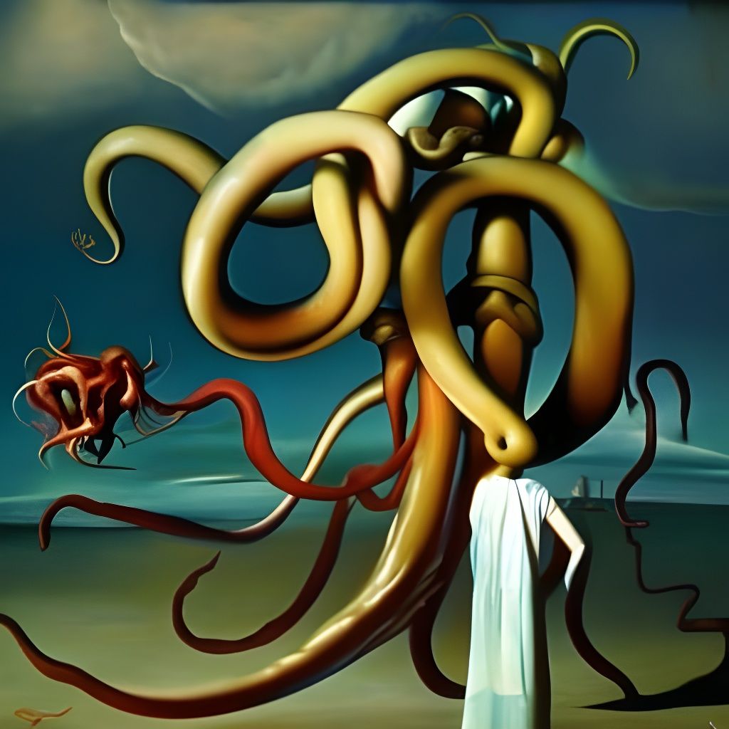 Surreal Tentacles in a Dreamlike Landscape