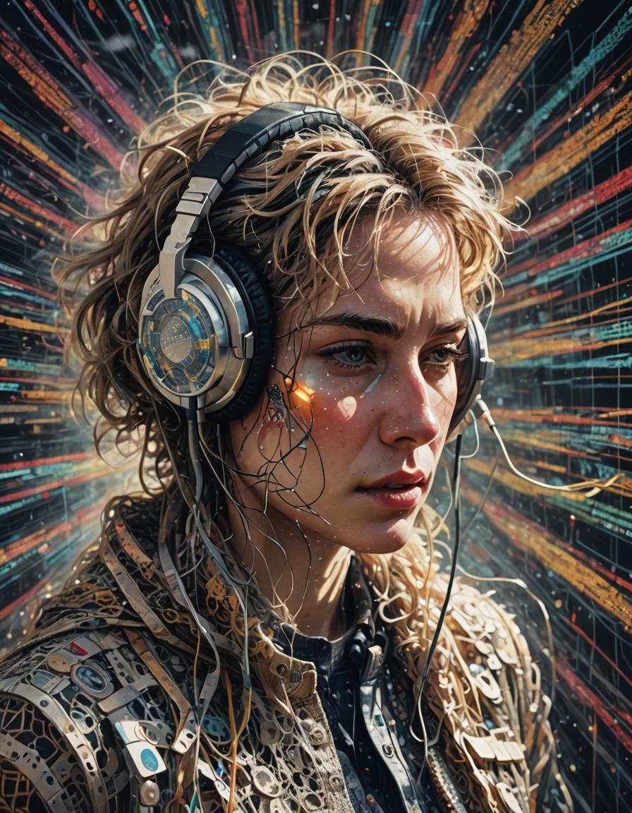 Terrifying Cassette Futurism Face with Flowing Fur