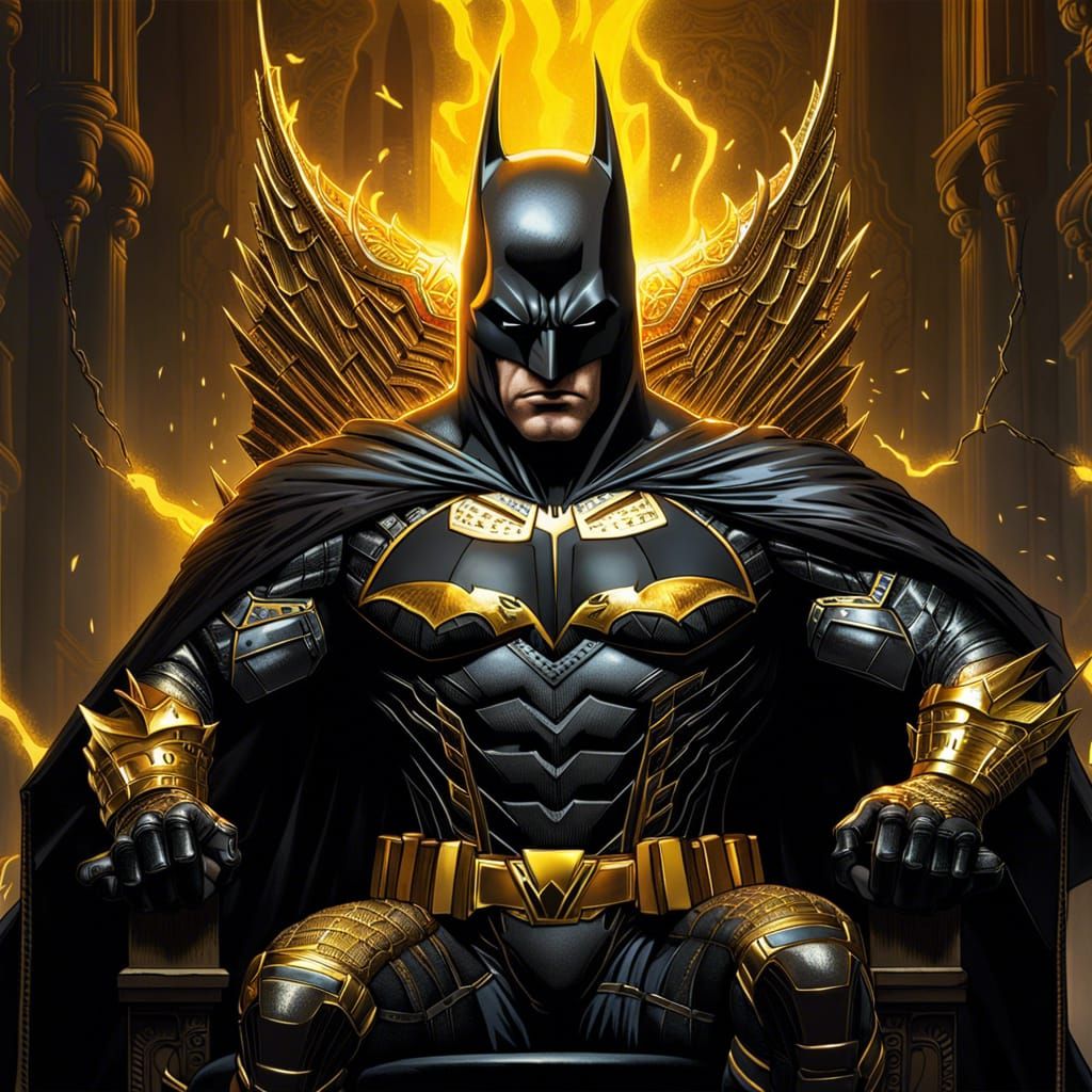 Batman in Death Metal Suit on Throne