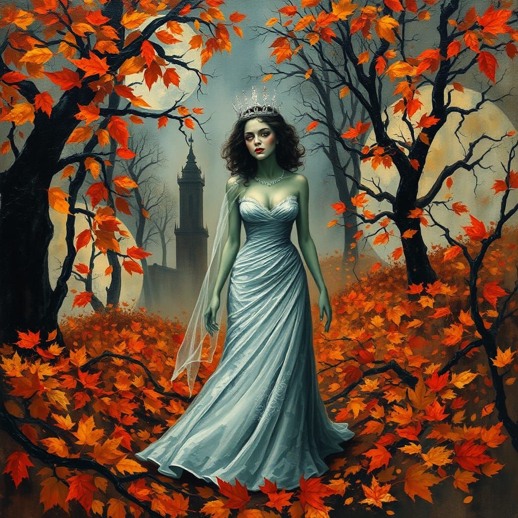 Bride of Frankenstein in Surrealist Art Deco Style