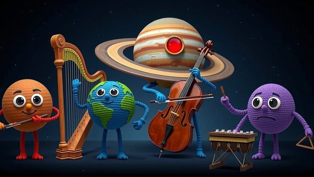 Cosmic Orchestra Unites Planets in Vibrant Digital Art