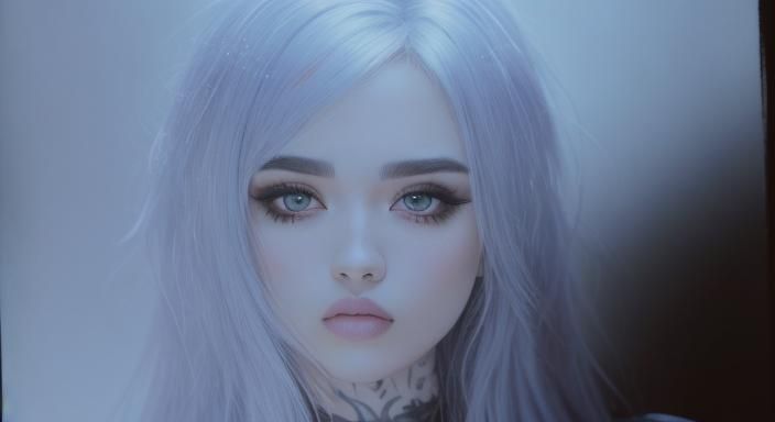 Hyperrealistic Emo Girl in Tuxedo, Close-up Portrait