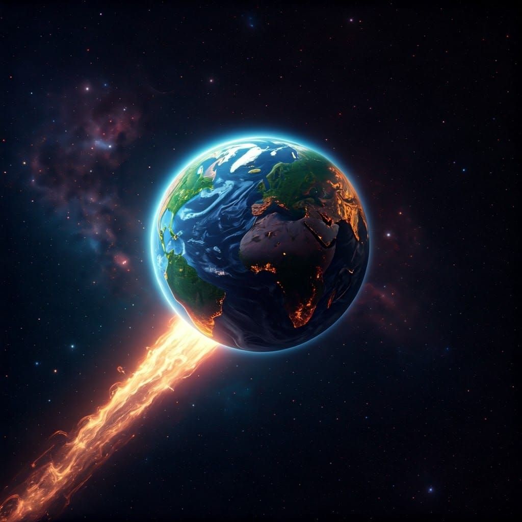 Glowing Earth in Interstellar Dance