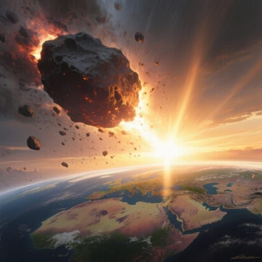 Intense Sunrise Meteor Impact Digital Matte Painting