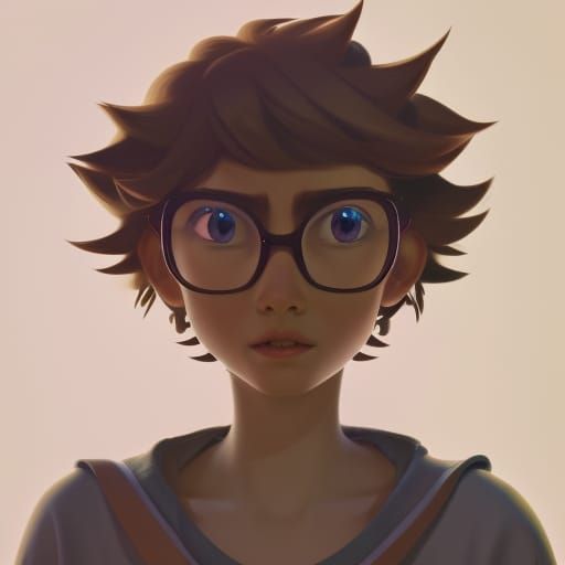 Cute Man with Fluffy Hair: 3D Digital Art