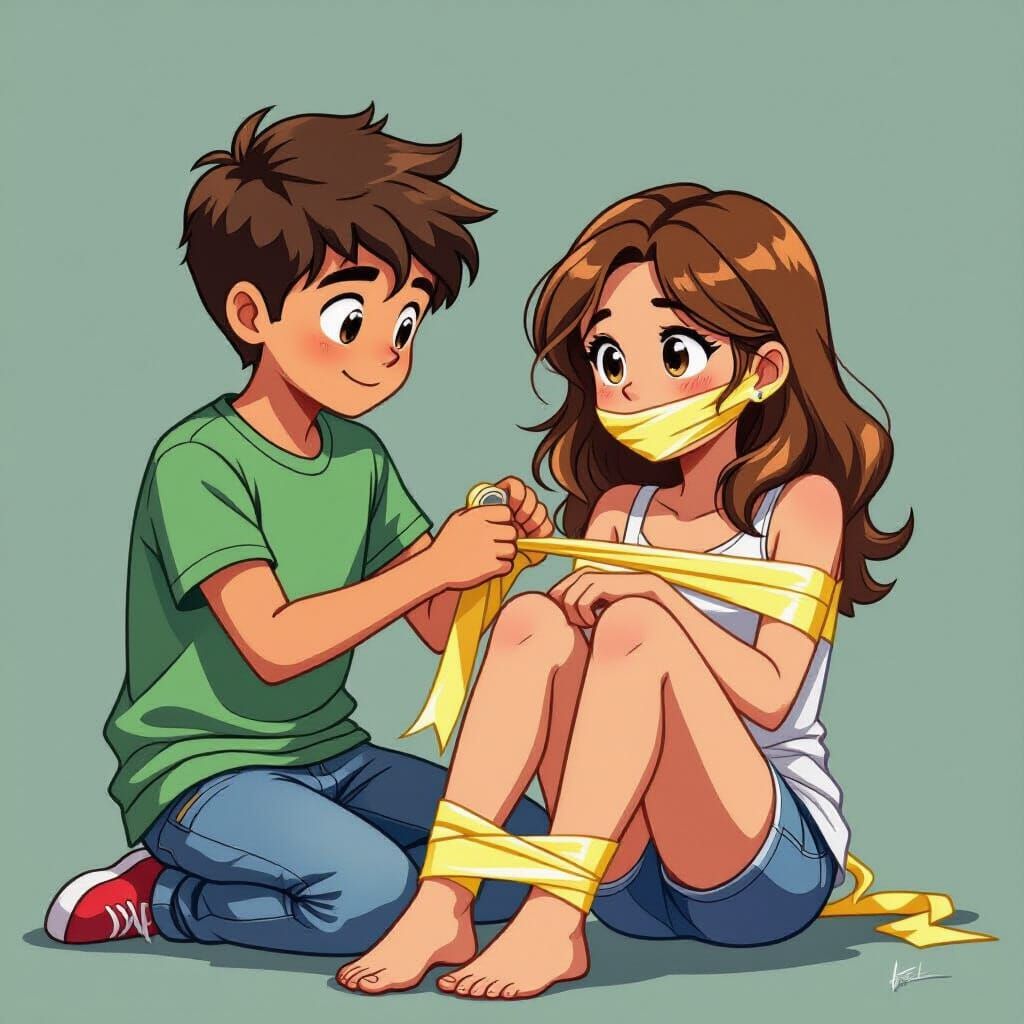 Playful Duct Tape Illustration in Loish Style