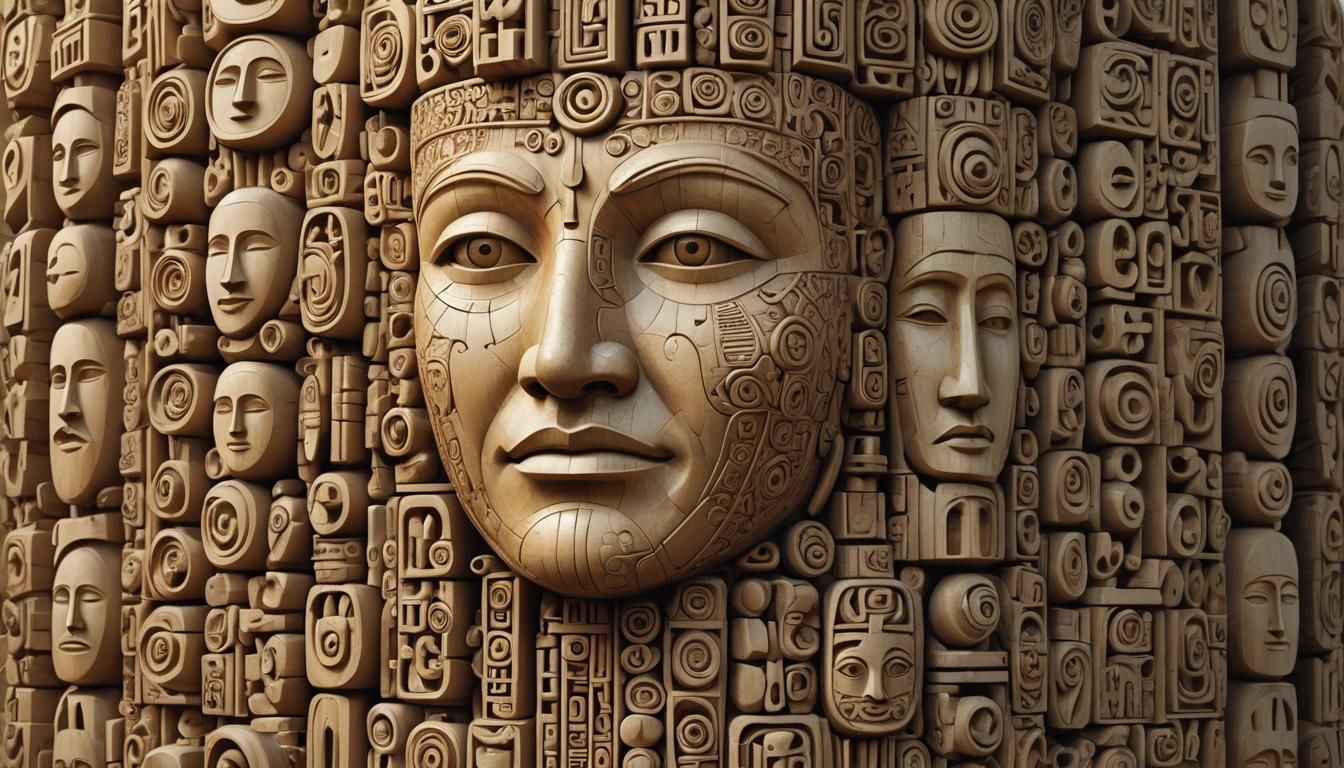 Detailed Carved Totem Inspired by Brancusi's Infinite Column