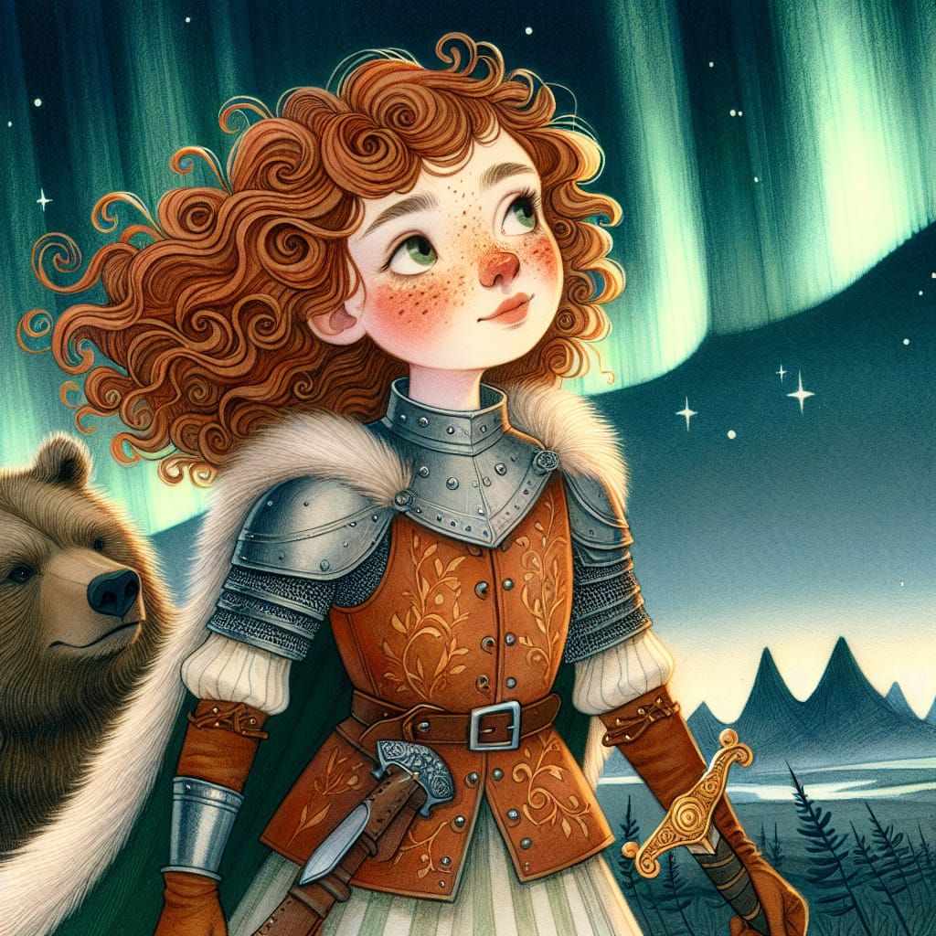 Princess Under Northern Lights in Vintage Children's Book St...